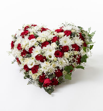 Hjerte i rødt og hvitt 50 cm Hjerte i rødt og hvitt 50 cm